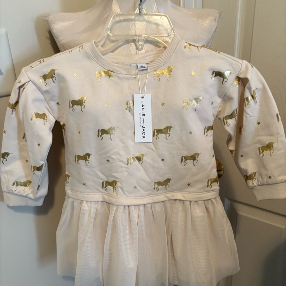 COPY - Janie and Jack Gold Horse Print Dress nwt $69 size 2T fun tulle